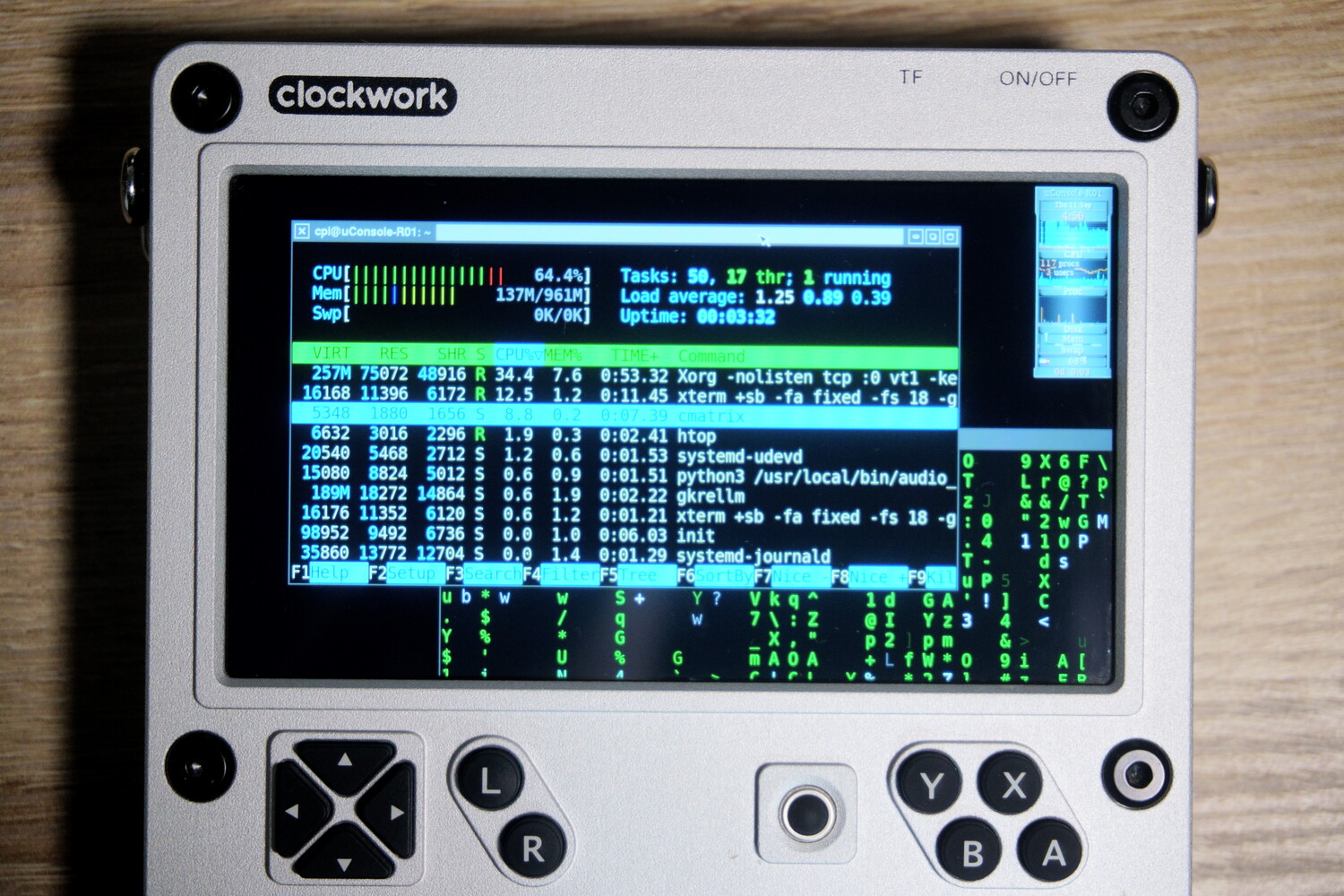 ClockworkPi uConsole running Botnet of Ares